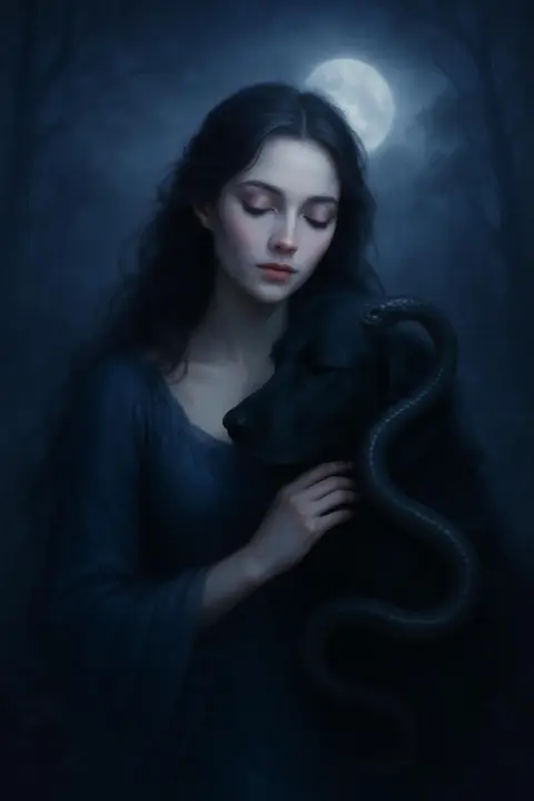 Dream art of dog and snake